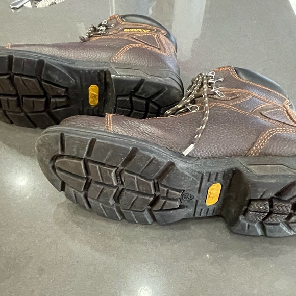 HERMAN SURVIVORS WATERPROOF LEATHER WORK BOOTS. BROWN Steel toes. Men’s size 8.5 - Picture 5 of 6